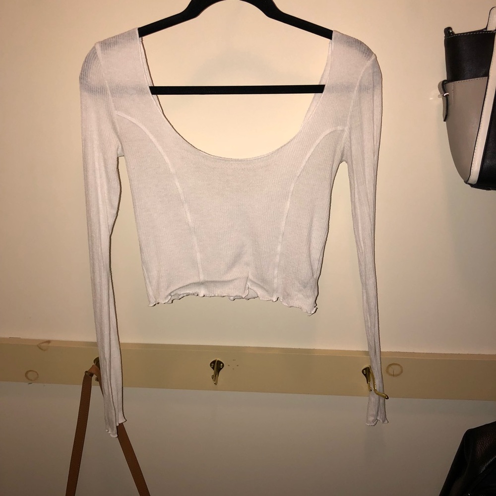 White Crop Long Sleeve Basic